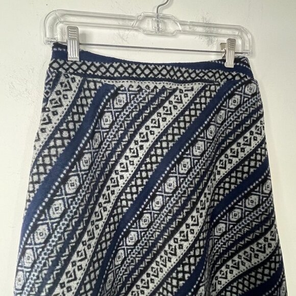 Idealsanxun Women's Wool Midi Skirt Size S Pleated A-Line Gray Blue Patterned - Picture 3 of 9